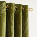 SMILETIME Green Velvet Curtains 108 in Long, Thermal Insulated Soft Privacy Noise Reducing Light Filtering Leaf Pattern Velvet D