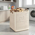 Netravya Laundry Basket with Wheels, Hamper Basket with Foldable Design, Movable Plastic Clothes Basket, 62L Laundry Bucket (Air