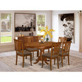 East West Furniture POAV7-SBR-C 7 Piece Modern Set Consist of an Oval Wooden Table with Butterfly Leaf and 6 Linen Fabric Upholstered Dining Chairs, 42x60 Inch