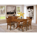 East West Furniture POAV7-SBR-C 7 Piece Modern Set Consist of an Oval Wooden Table with Butterfly Leaf and 6 Linen Fabric Upholstered Dining Chairs, 42x60 Inch