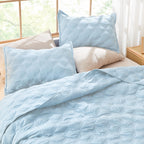 Litanika King Size Quilt Bedding Set, Light Blue Summer Lightweight Soft Comforter Bedspreads & Coverlets, Boho Farmhouse Beddin