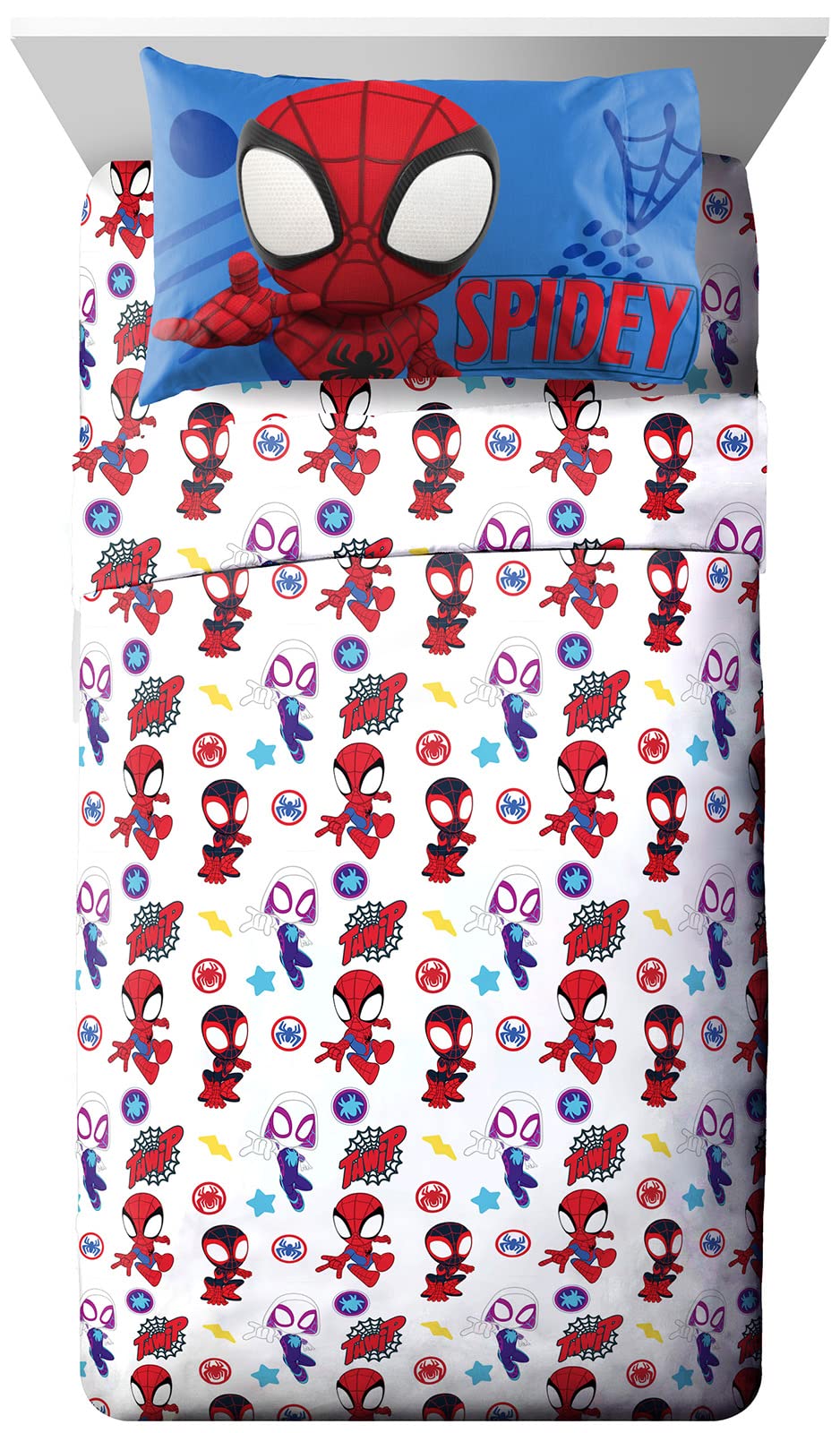 Jay Franco Marvel Spidey And His Amazing Friends Team Spidey Twin Size Sheet Set - 3 Piece Set Super Soft And Cozy Kids Bedding