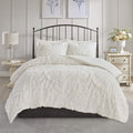 Madison Park Tufted Chenille Cotton Comforter, All Season Bedding Set, Matching Shams, Viola, Damask Off White King/Cal King(104'X92') 3 Piece