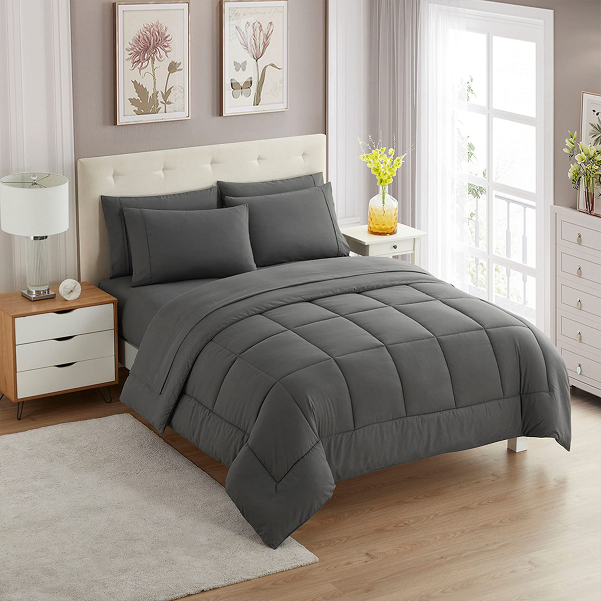 Twin Xl Comforter Set With Sheets - 1 Comforter, 1 Fitted Sheet, 1 Flat, 2 Pillowcases - Dorm Room Essentials For Guys - Soft &