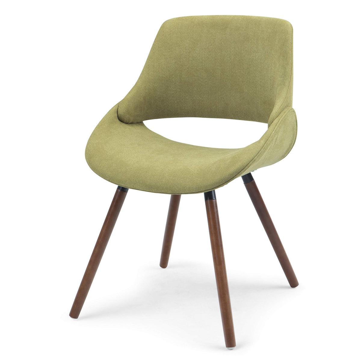 Simplihome Malden Solid Wood Bentwood Upholstered Dining Chair In Acid Green Woven Polyester Fabric, Rounded, For The Dining Roo