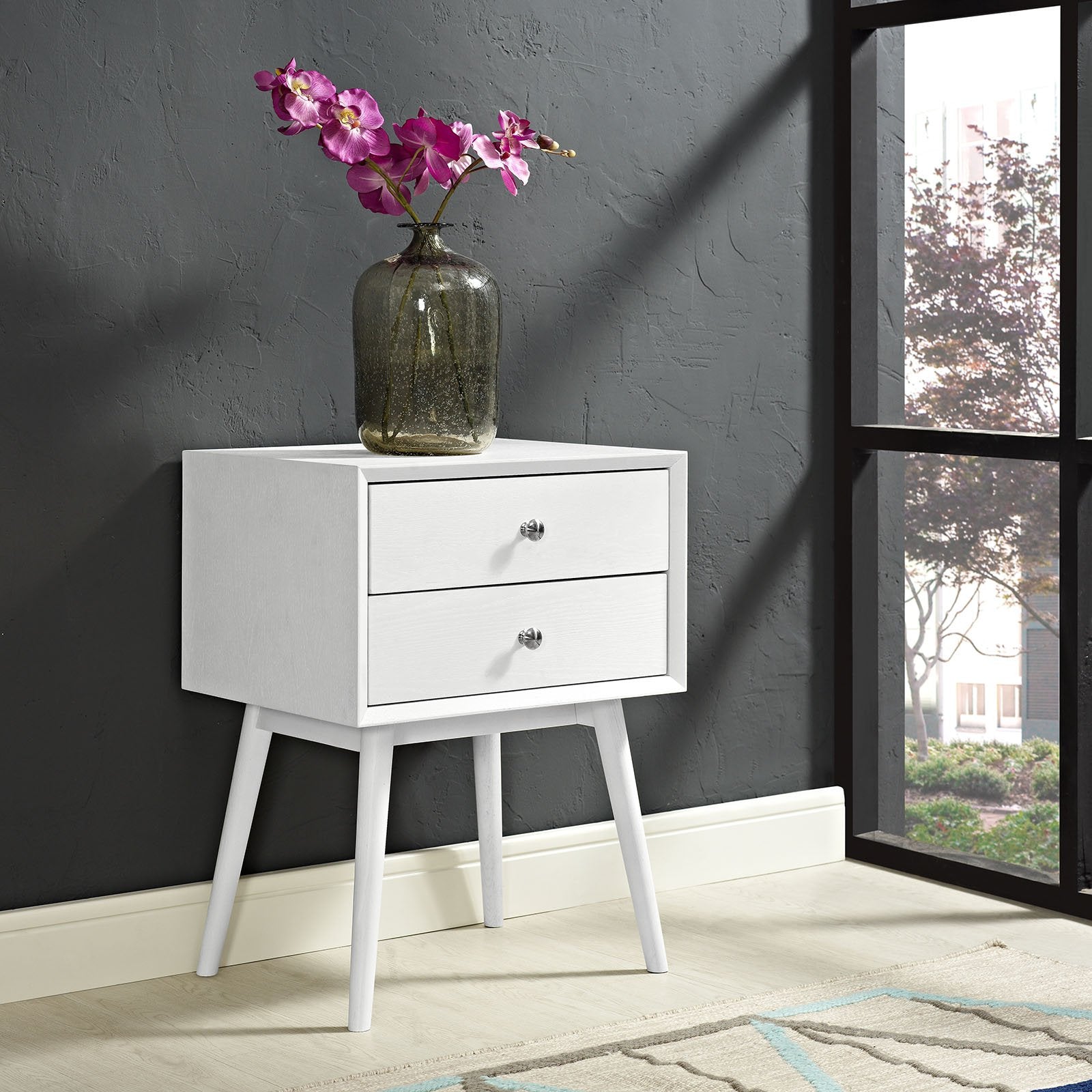 Modway Dispatch Nightstand, White, Twin