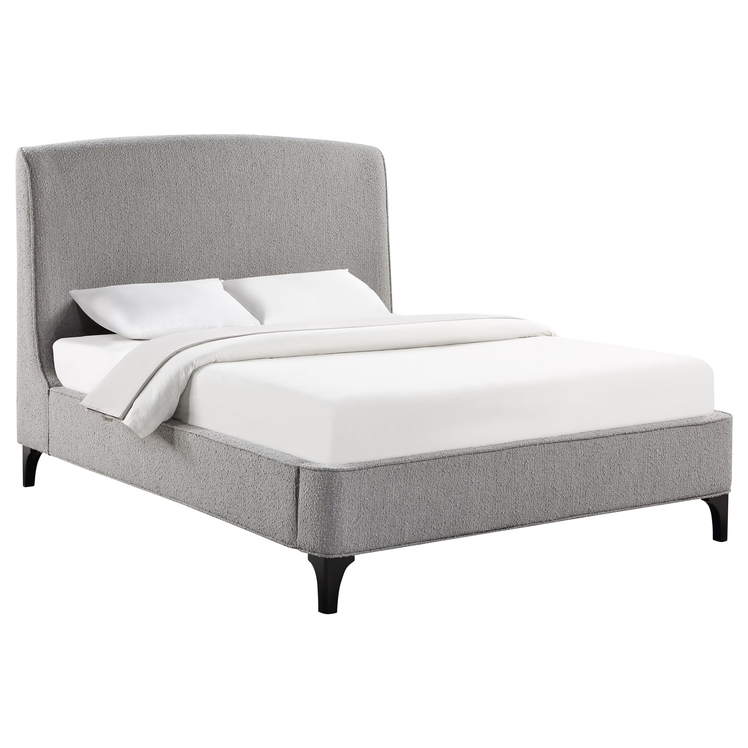 Coaster Home Furnishings Mosby Contemporary Boucle Upholstered Eastern King Size Wingback Bed Frame Platform Bed 54-Inch Headboard Grey 306021Ke
