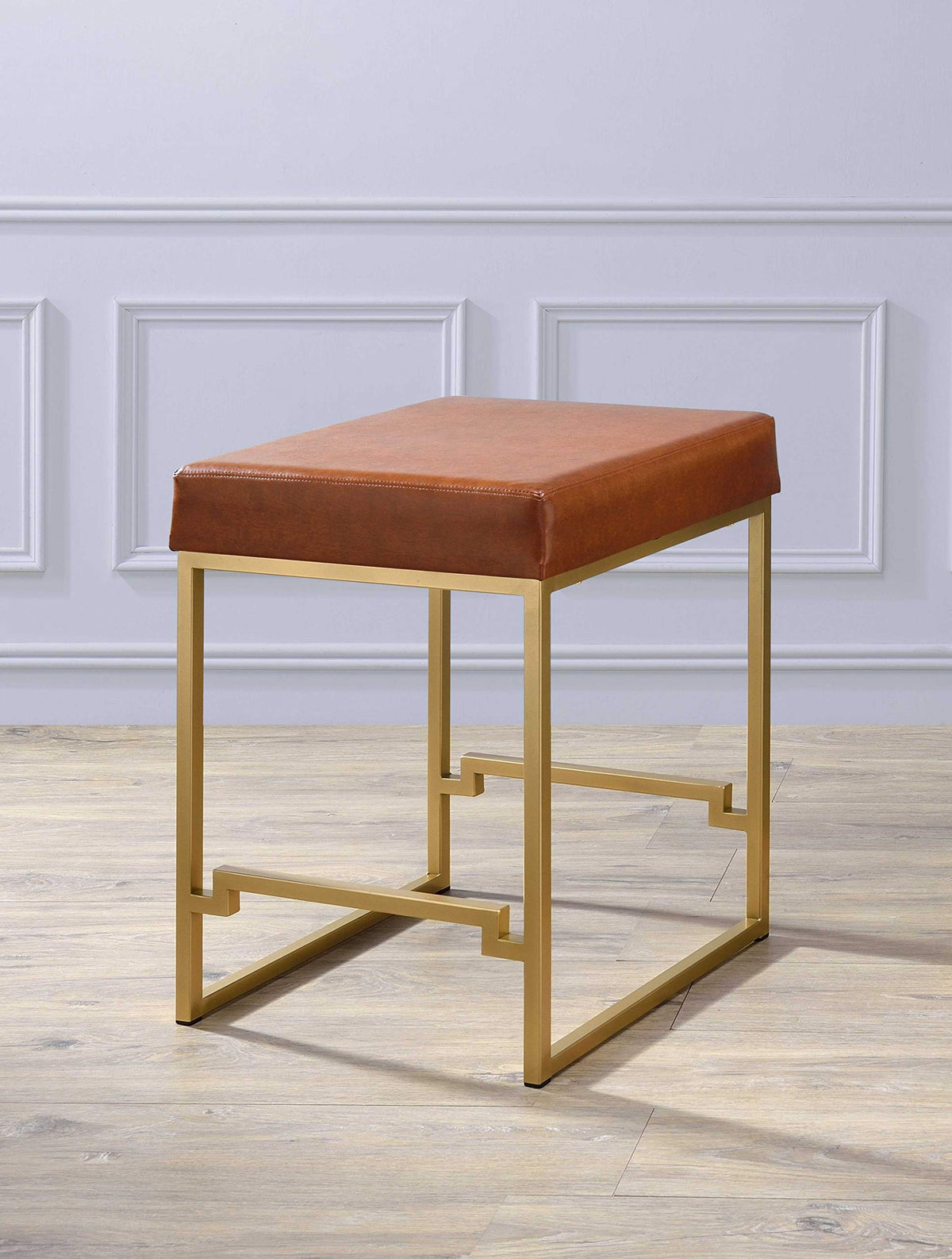 HomeRoots 19' X 19' X 25' Light Brown Polyurethane Counter Height Stool (1Pc)