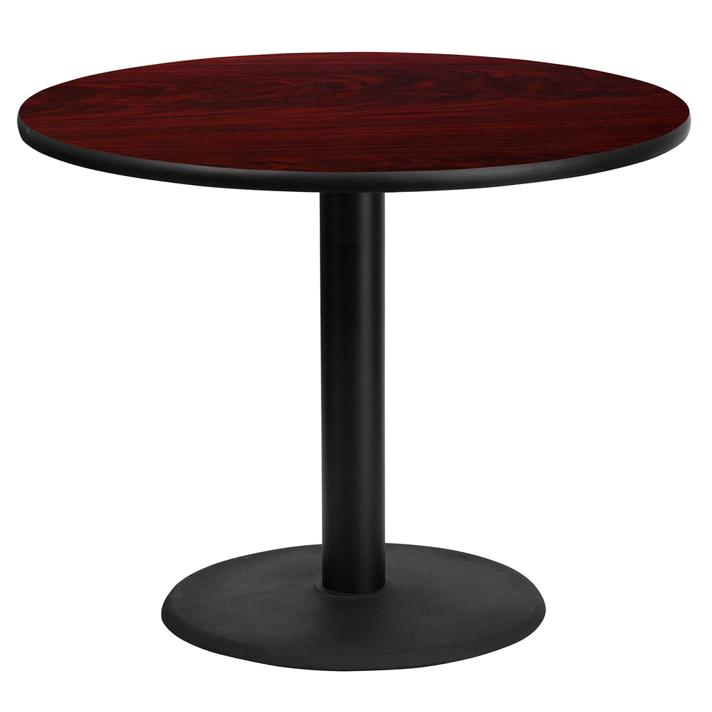 Flash Furniture Graniss 36'' Round Mahogany Laminate Table Top with 24'' Round Table Height Base