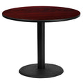 Flash Furniture Graniss 36'' Round Mahogany Laminate Table Top with 24'' Round Table Height Base