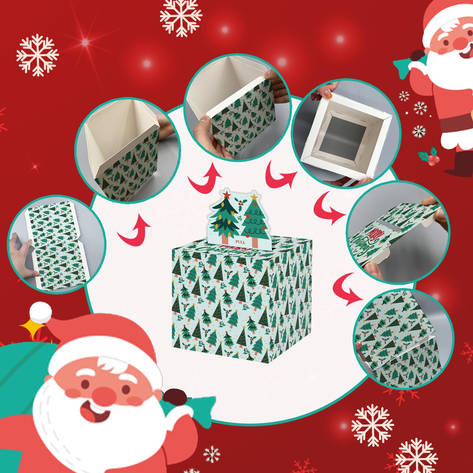 Fun For Women Men - Merry Christmas Day Money Box For Cash Gift Set Included Merry Christmas Card And 35Pcs Transparent Bags, Su