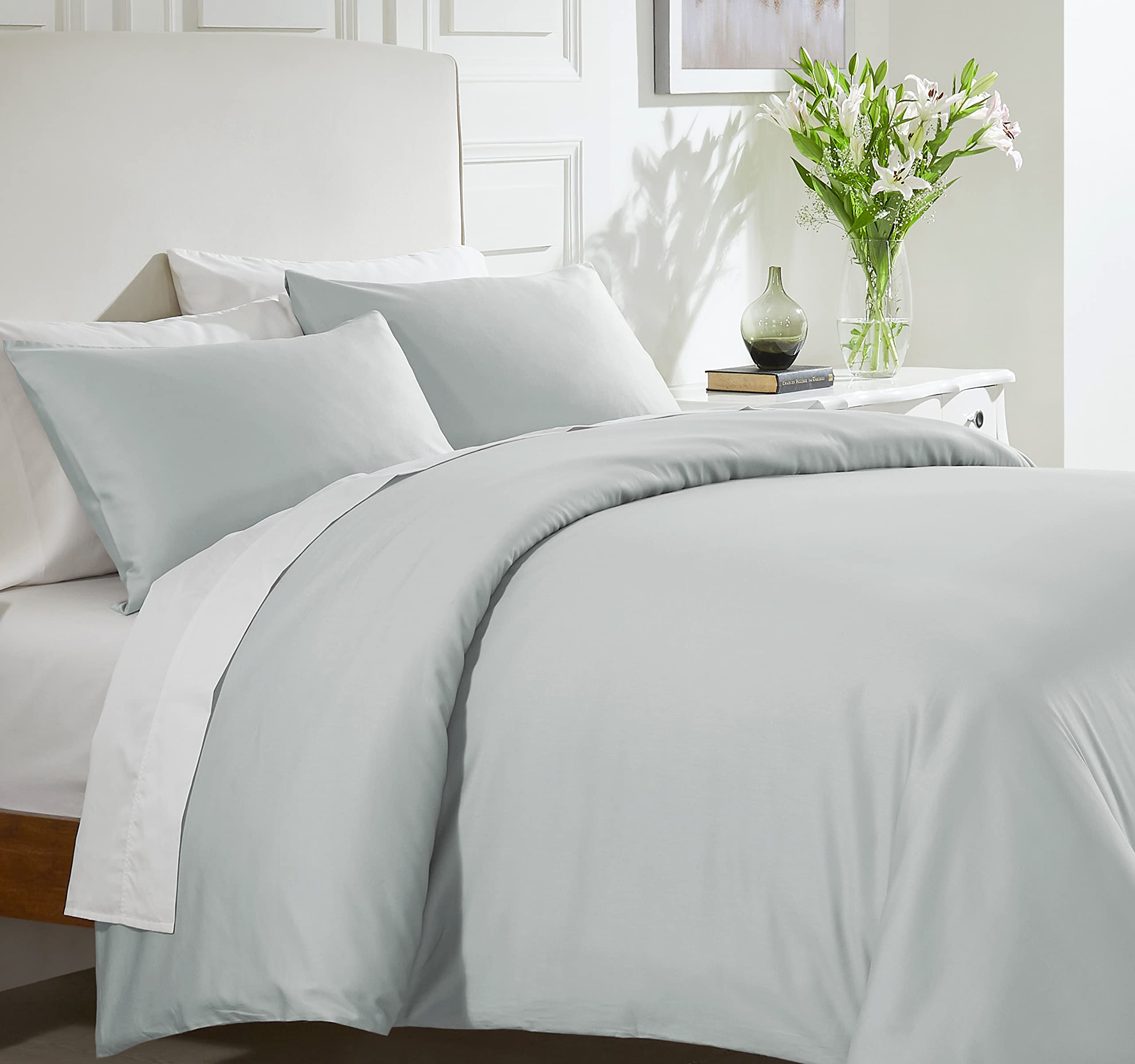 California Design Den 3-Pc King Size Duvet Cover Set, 400 Thread Count 100% Cotton Sateen, Soft Luxury Sateen Weave Comforter Co