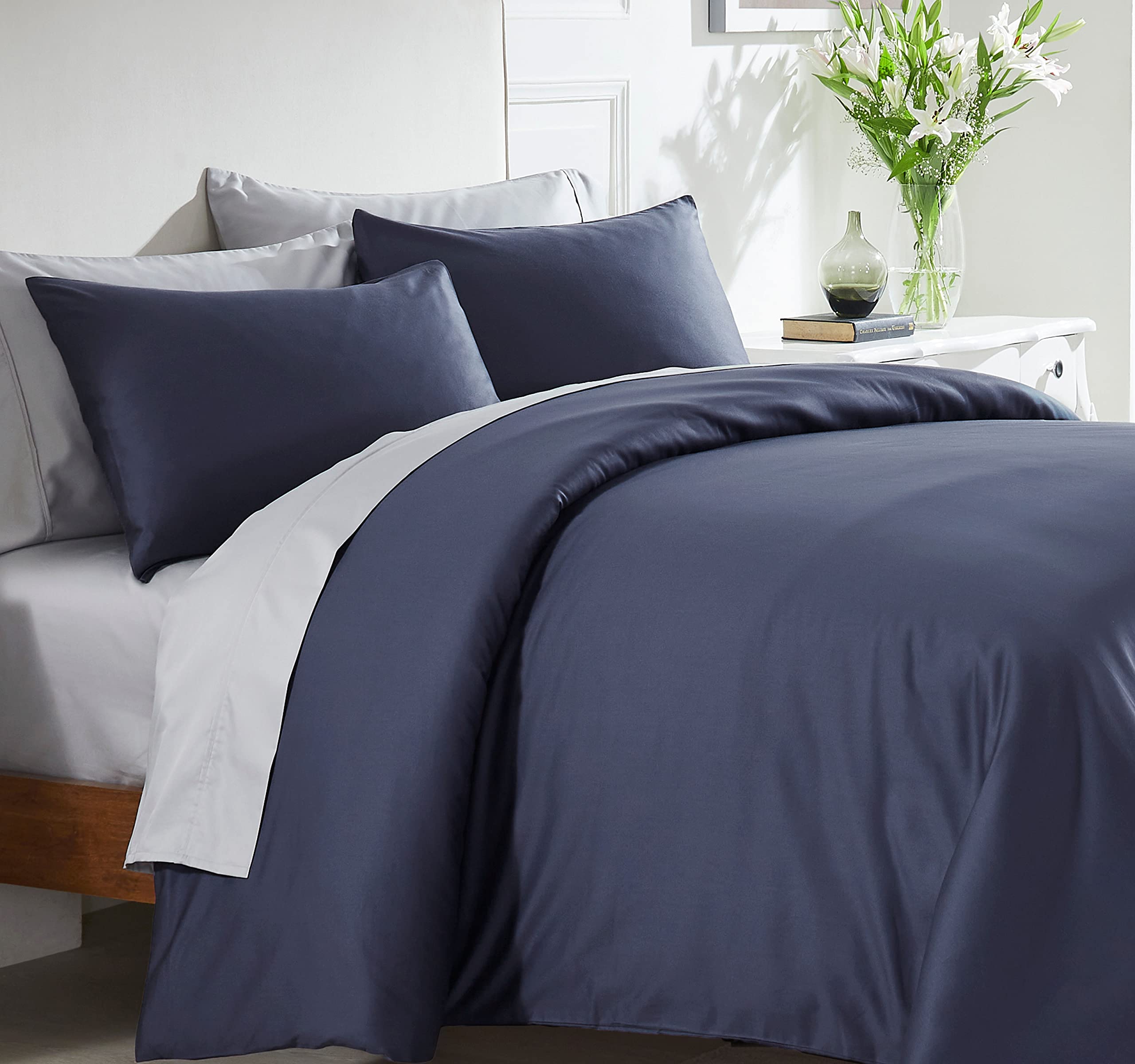 California Design Den King Size Duvet Cover Set, 400 Thread Count 100% Cotton Sateen Weave, Soft Luxury Comforter Cover & Pillow