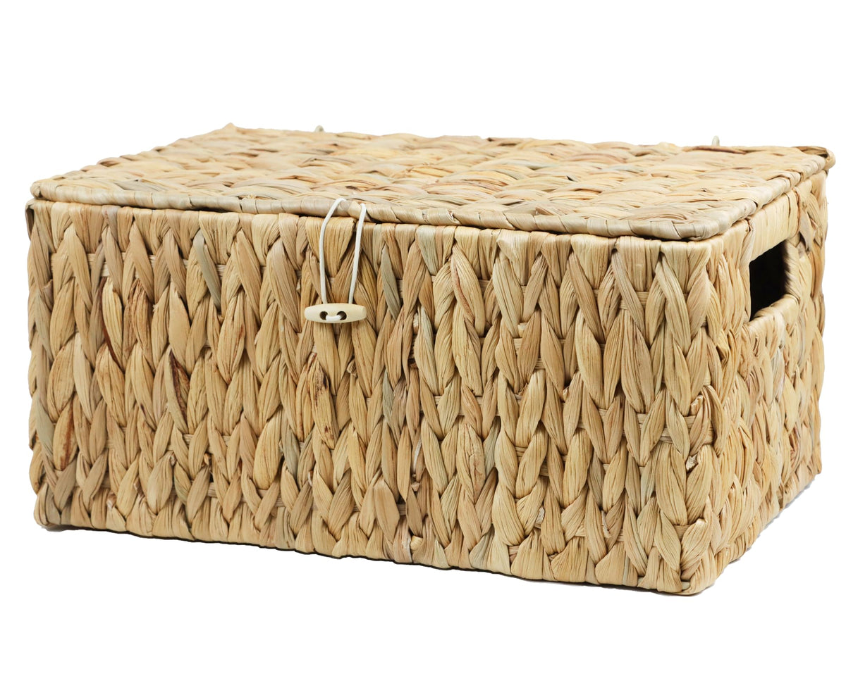 ORDELITE Water Hyacinth Wicker Storage Basket with Lid, Large