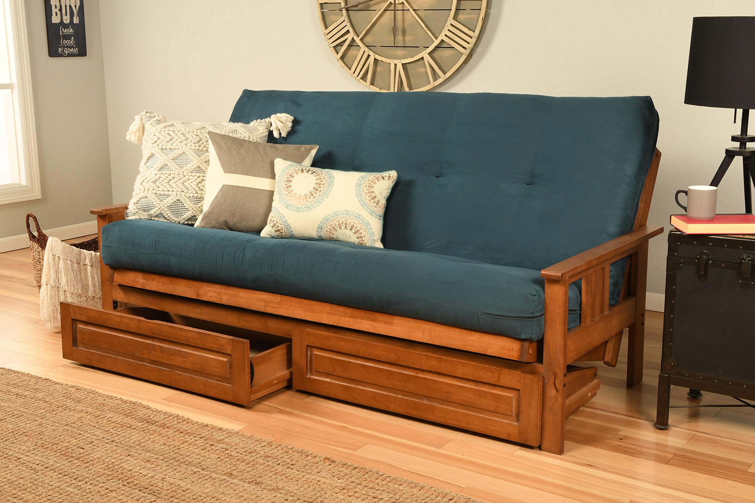 Kodiak Furniture Monterey Full Futon With Suede Fabric Mattress In Blue/Barbados