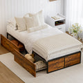Gazhome Twin Bed Frame With 2 Xl Storage Drawers, Metal Platform Bed Frame With Footboard, 9 Strong Metal Slat Support/No Box Spring Needed/Easy Assembly/Space Saving Wood