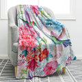 Jekeno Hummingbird Floral Blanket Birthday Mother'S For Women Mom Wife Dad Kids Girls Bedroom Living Room Colorful Bird Flowers