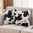 SOCHOW Decorative Throw Pillow Covers 18x18 Inches Set of 2, Soft Cow Print Flannel Fleece Pillowcase Square Cushion Covers for 