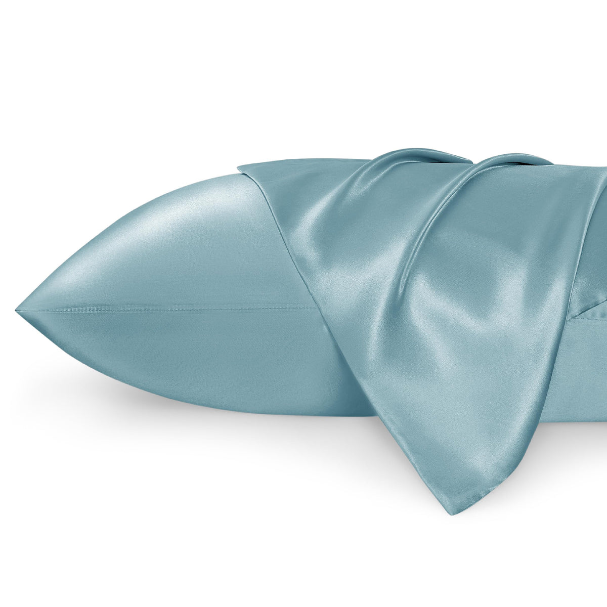 Bedsure Satin Pillowcase Standard Set Of 2 - Grey Blue Silky Pillow Cases For Hair And Skin 20X26 Inches, Pillow Covers With Env