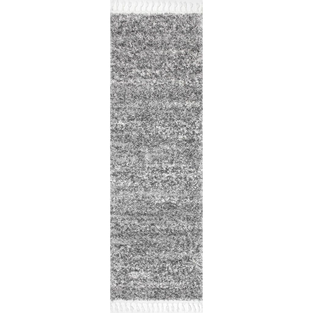 Nuloom Brooke Shag Tasseled Area Rug - 2X8 Runner Shag Rug Casual Grey/Ivory Rugs For Living Room Bedroom Dining Room Nursery En