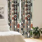 Ambesonne Bohemian Window Curtains Pack Of 2, Mid Century Modern Themed Circular Motifs Ovals And Stripes Geometric, Lightweight