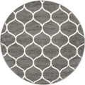 Unique Loom Trellis Frieze Collection Area Rug - Rounded (4 1 Round, Dark Gray/ Ivory)