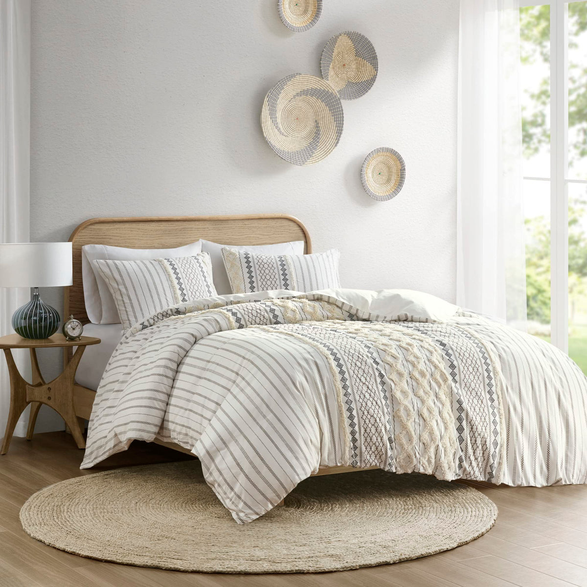 Ink+Ivy Imani 100% Cotton Duvet Mid Century Modern Design, All Season Comforter Cover Bedding Set, Matching Shams, King/Cal King