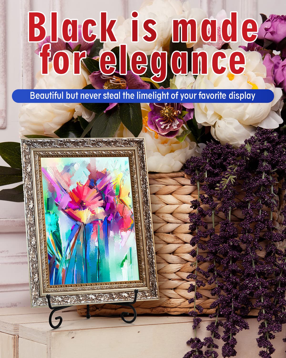 Iron Display Stand 10 Packs, 6 Inches Plate Stand Picture Stand Photo Stand For Display, Black Foldable Easel Stand Holder For P