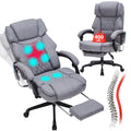 Massage Office Chair with Heat,Reclining Office Chair with Foot Rest,6 Points Vibration Home Desk Chairs for Heavy People 400lbs