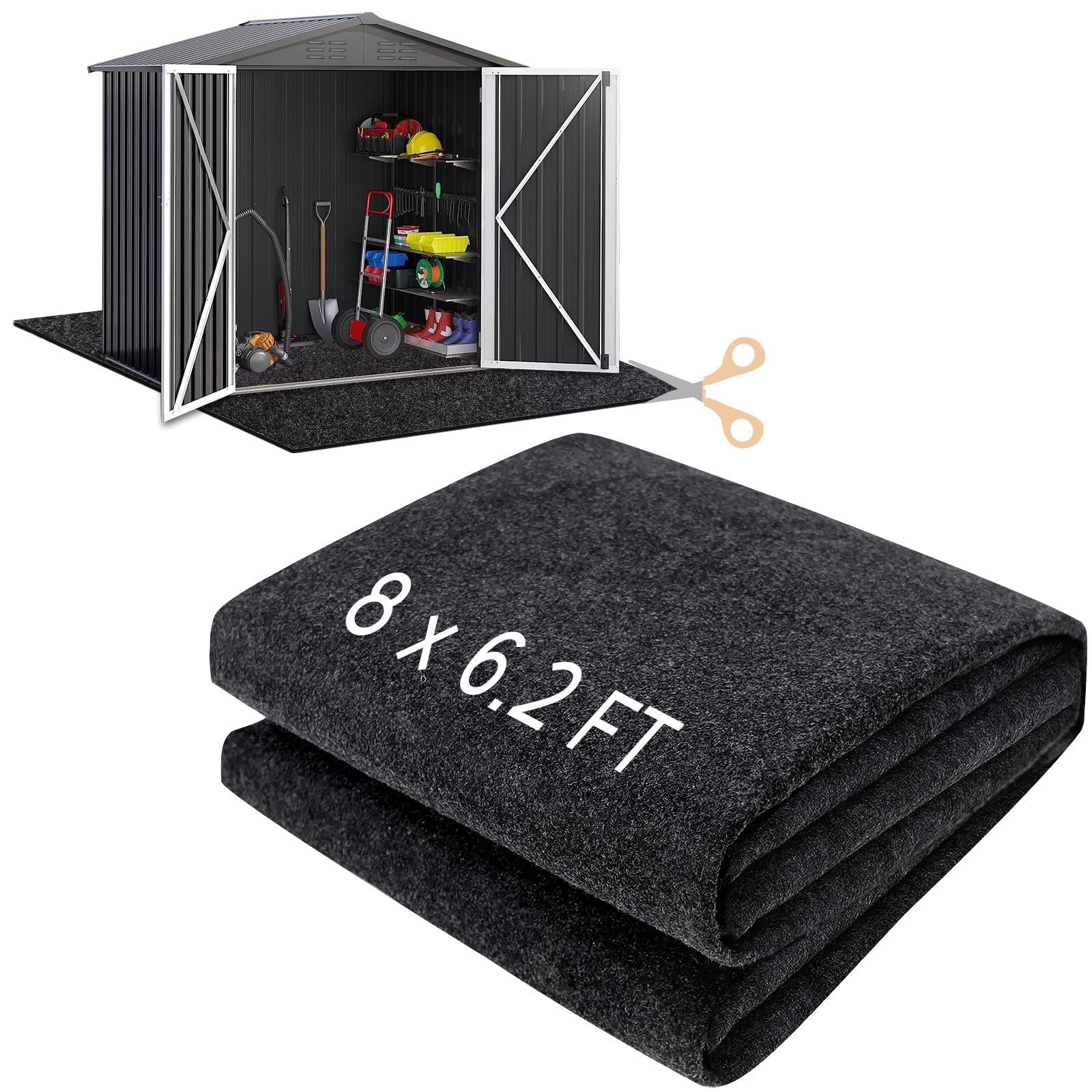 Holymaji 8 X 6.2 Ft Outdoor Storage Shed Floor Mat Waterproof Garden Shed Flooring Mat Washable Carport Furniture Dustproof Anti