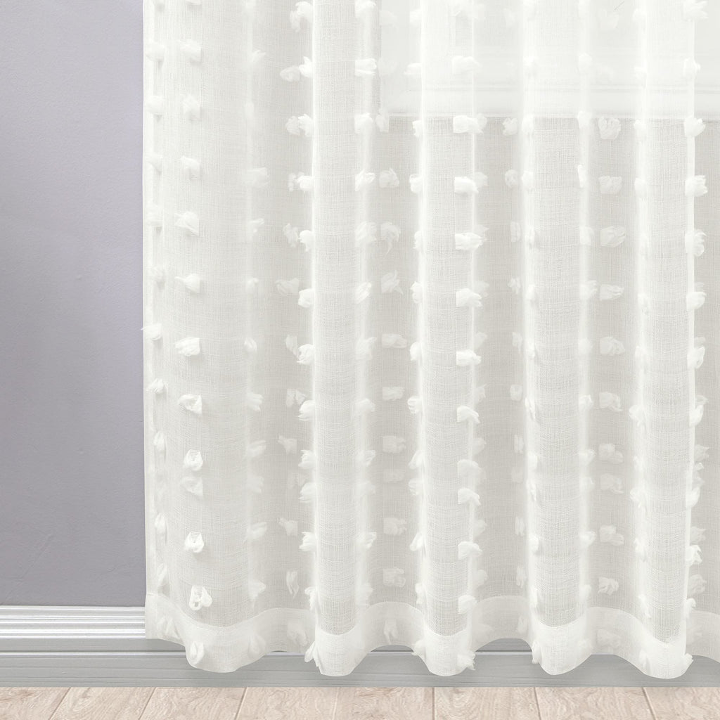 Cream Boho Sheer Curtains Drapes For Living Room 90 Inch Length 2 Panels Set Country Shabby Chic Rod Pocket Semi Sheer Window Treatments Farmhouse Curtains For Bedroom 90 Inches Long,Off White Ivory