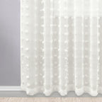 Cream Boho Sheer Curtains Drapes For Living Room 90 Inch Length 2 Panels Set Country Shabby Chic Rod Pocket Semi Sheer Window Treatments Farmhouse Curtains For Bedroom 90 Inches Long,Off White Ivory