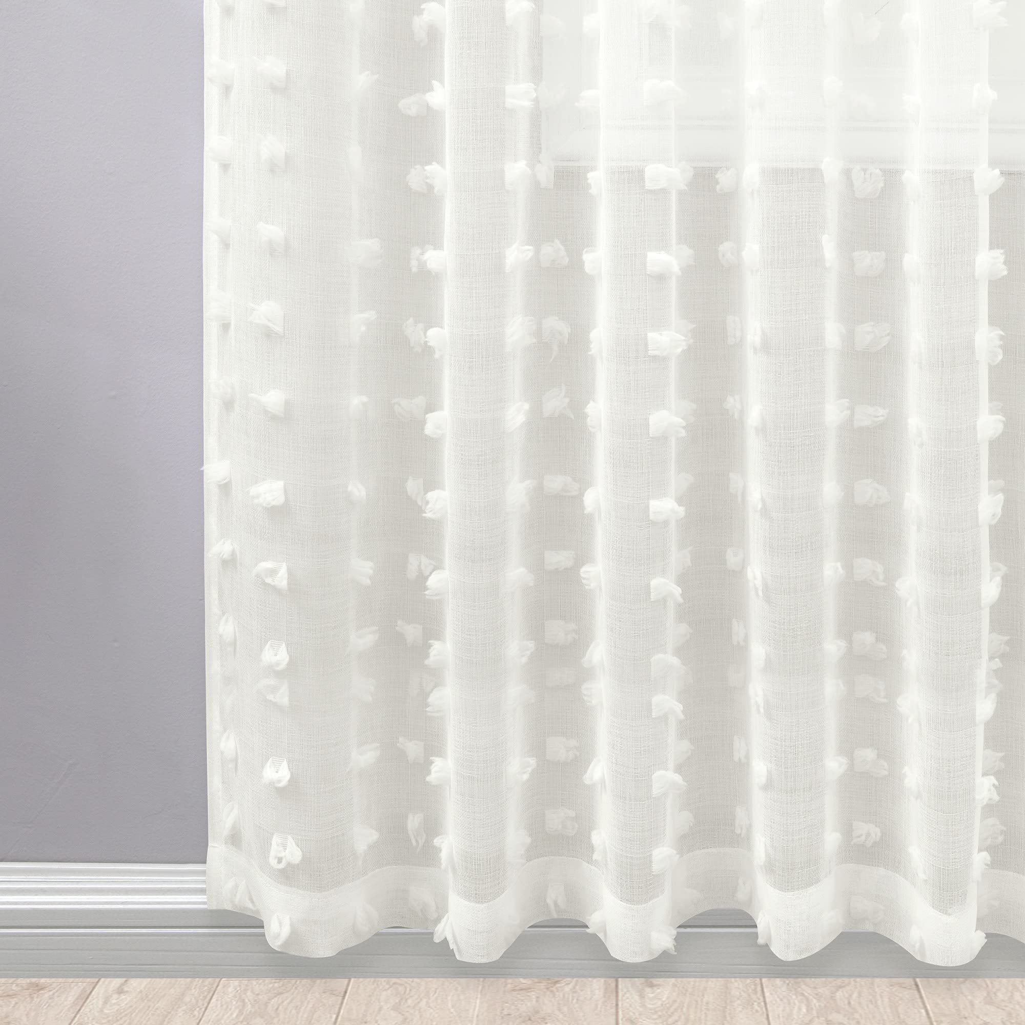 Cream Boho Sheer Curtains Drapes For Living Room 90 Inch Length 2 Panels Set Country Shabby Chic Rod Pocket Semi Sheer Window Treatments Farmhouse Curtains For Bedroom 90 Inches Long,Off White Ivory