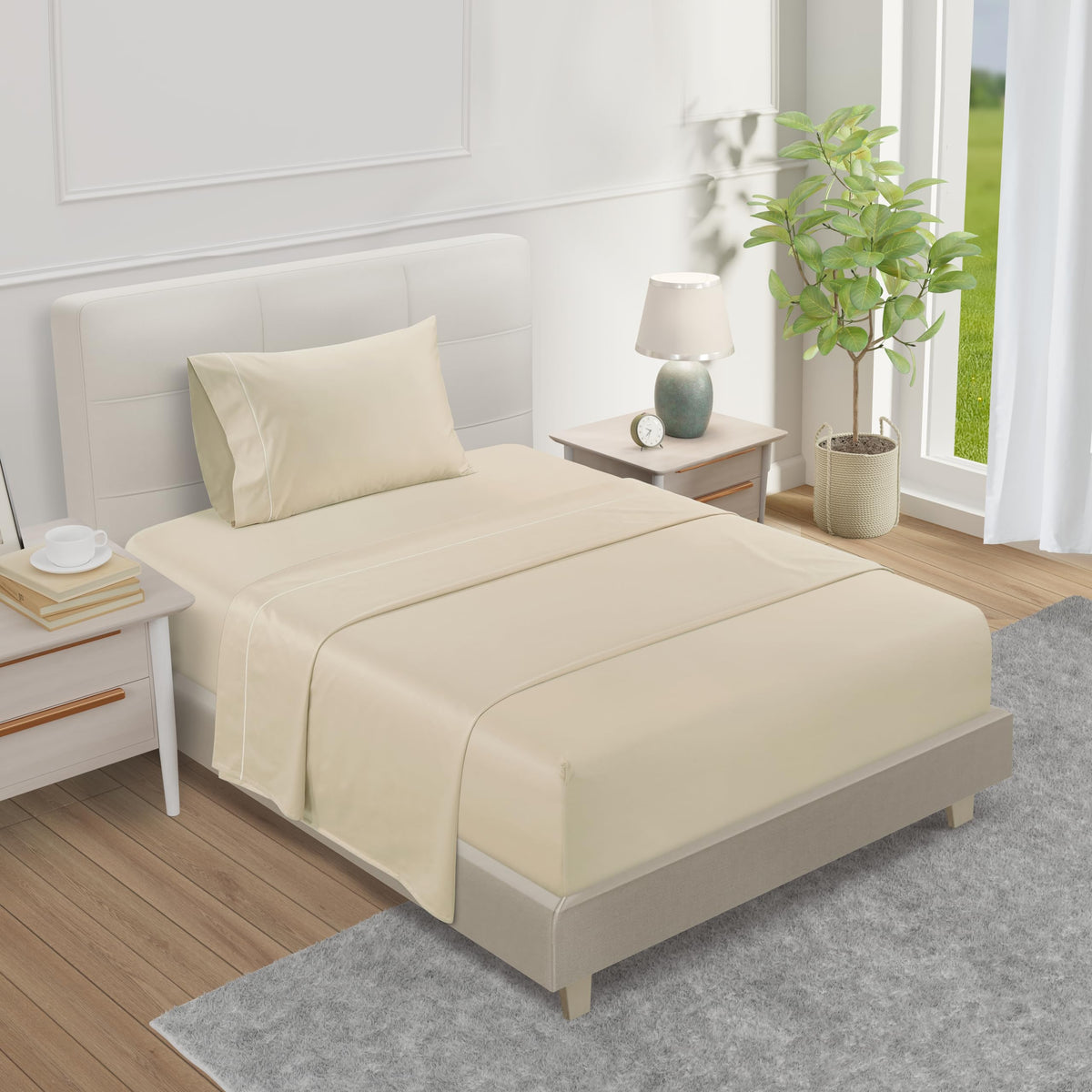 Chateau Home Collection 100% Cotton Sheets Twin Size Deep Pockets(Upto 17'),1000 Thread Count Sheets Cotton Twin Size Sheets Se