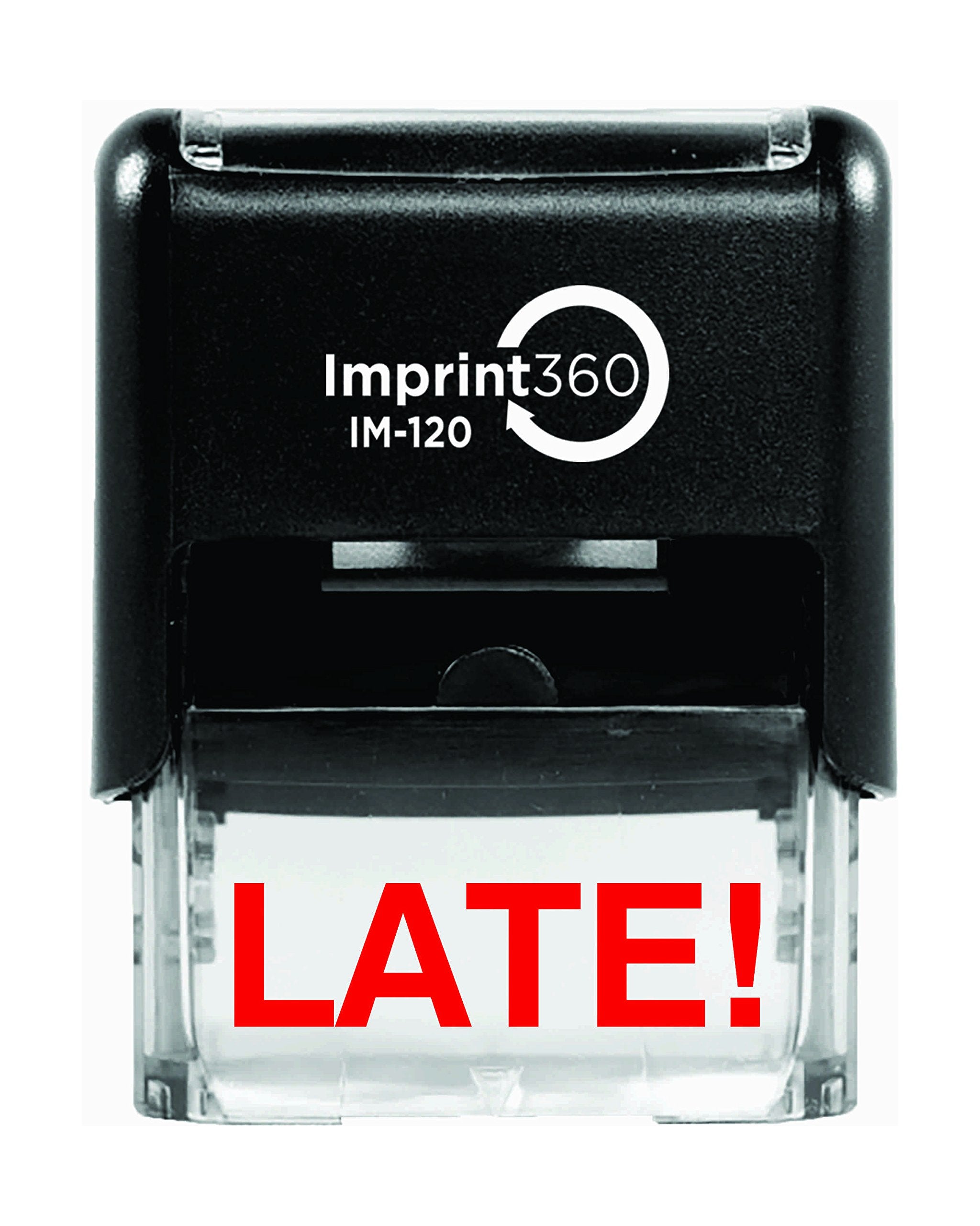 Supply360 As-Imp1049 - Late, Heavy Duty Commerical Quality Self-Inking Rubber Stamp, Red Ink, 9/16 ' X 1-1/2 ' Impression Size