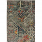 HomeRoots Polypropylene, Polyester 3' x 6' Distressed Grey Machine Woven Tribal Abstract Indoor Area Rug