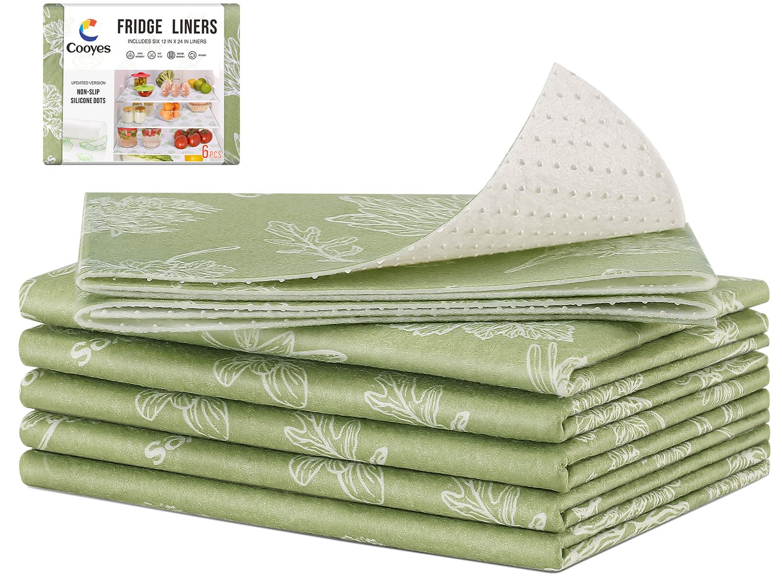 Cooyes Large Fridge Liners for Refrigerator, 17.7    24, Drawer & Shelf Liners for Kitchen Cabinets Non-Adhesive, Breathable Clo