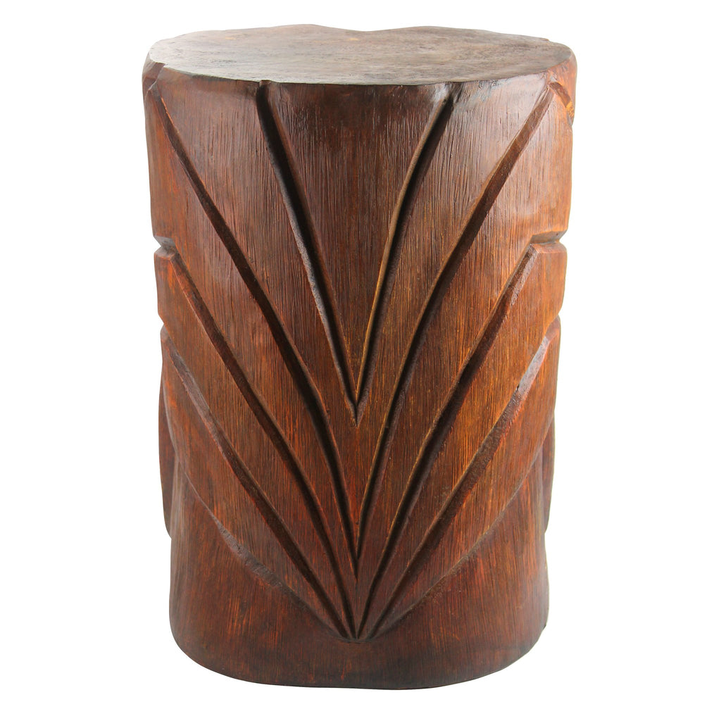 Design Toscano Tiki Kanaloa Side Table Statue, Cast Stone Resin, Woodtone Finish, 20 inch