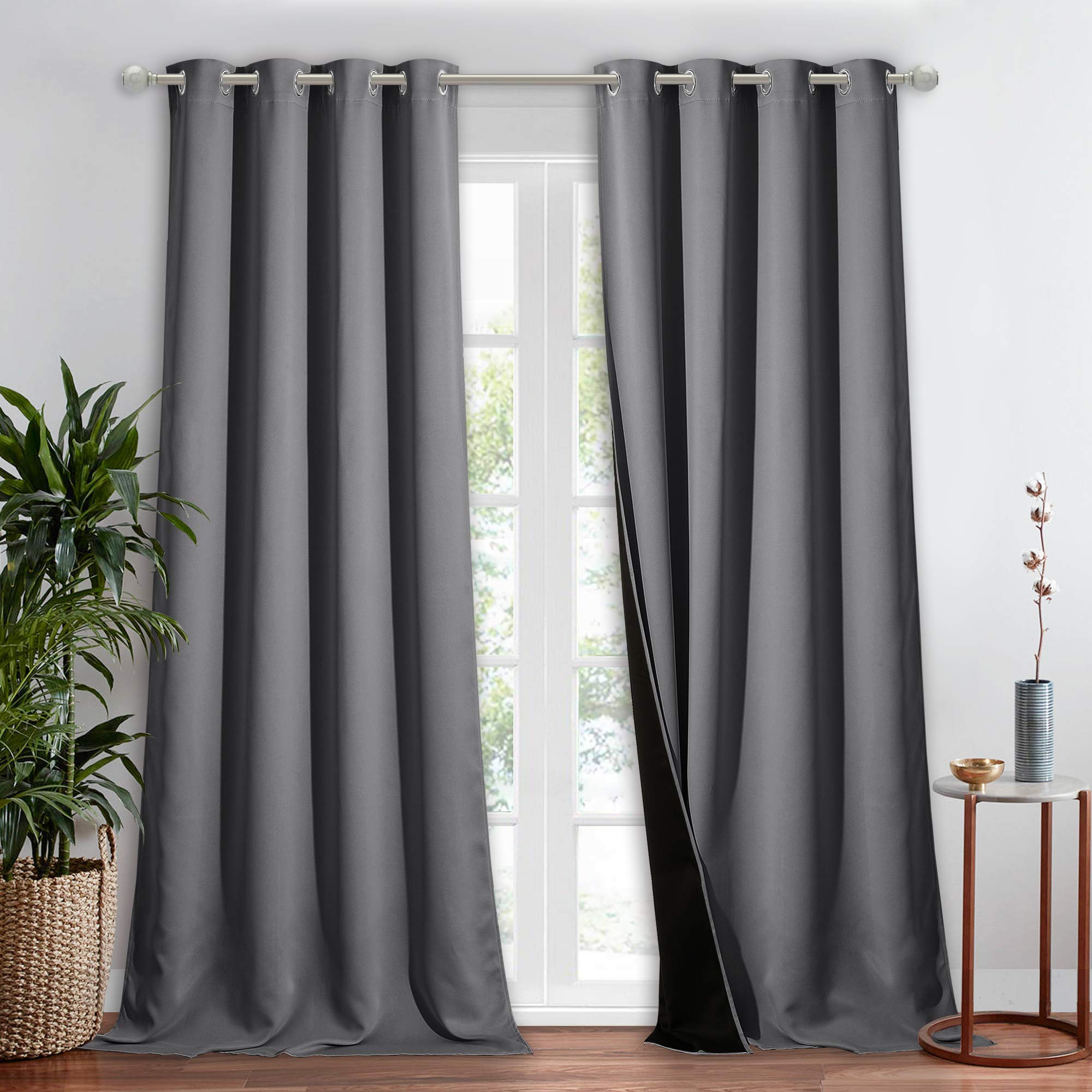 Nicetown Total Shade Curtain And Draperie, Gray, 1 Panel, 52 Inches Wide X 90 Inches Long, Heavy-Duty Full Light Shading Drape W