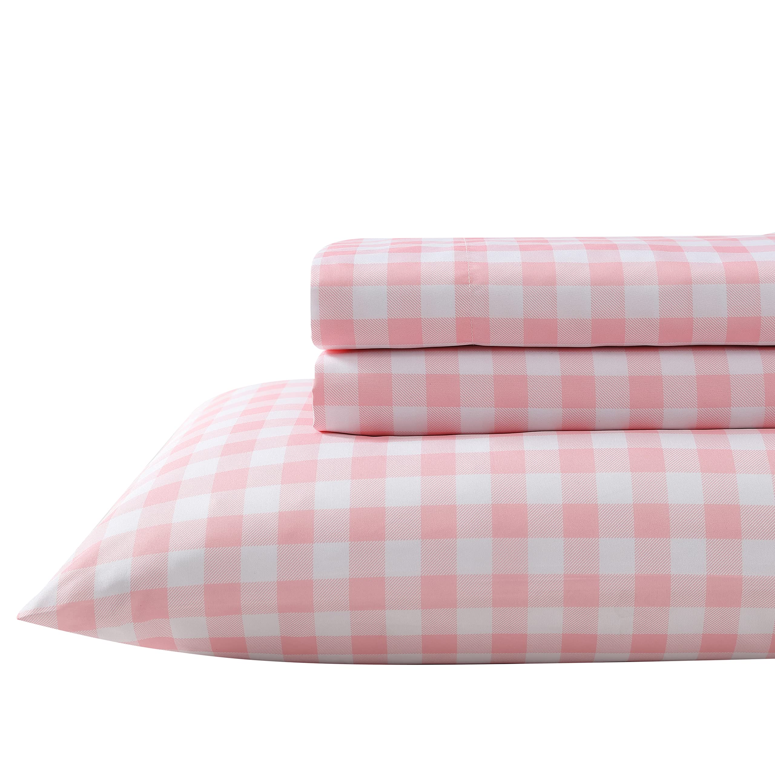 Eddie Bauer Kids - Queen Sheets, Stain Resistant Kids Bedding, Ideal for Toddler Bedding Set (Poppy Plaid Pink, Queen)