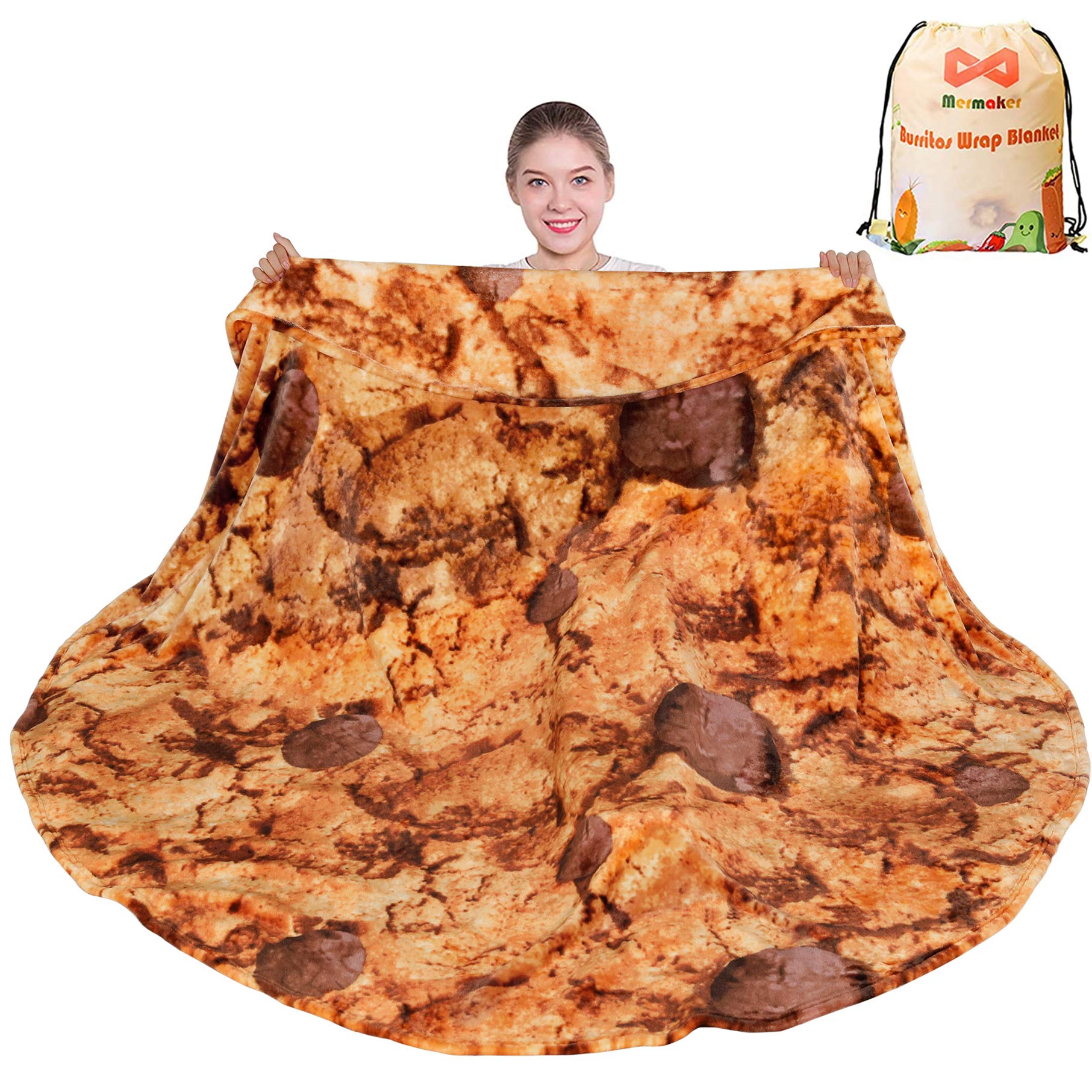 Mermaker Cookies Blanket 2.0 Double Sided 80 Inches For Adult And Kids, Novelty Realistic Cookies Throw Blanket, 285 Gsm Soft Fl