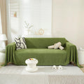 Vclife Boho Olive Green Couch Cover, Pet-Friendly Cooling Chenille Sofa Slipcover For Dog Cat, Simple Solid Color Green Sofa Cou