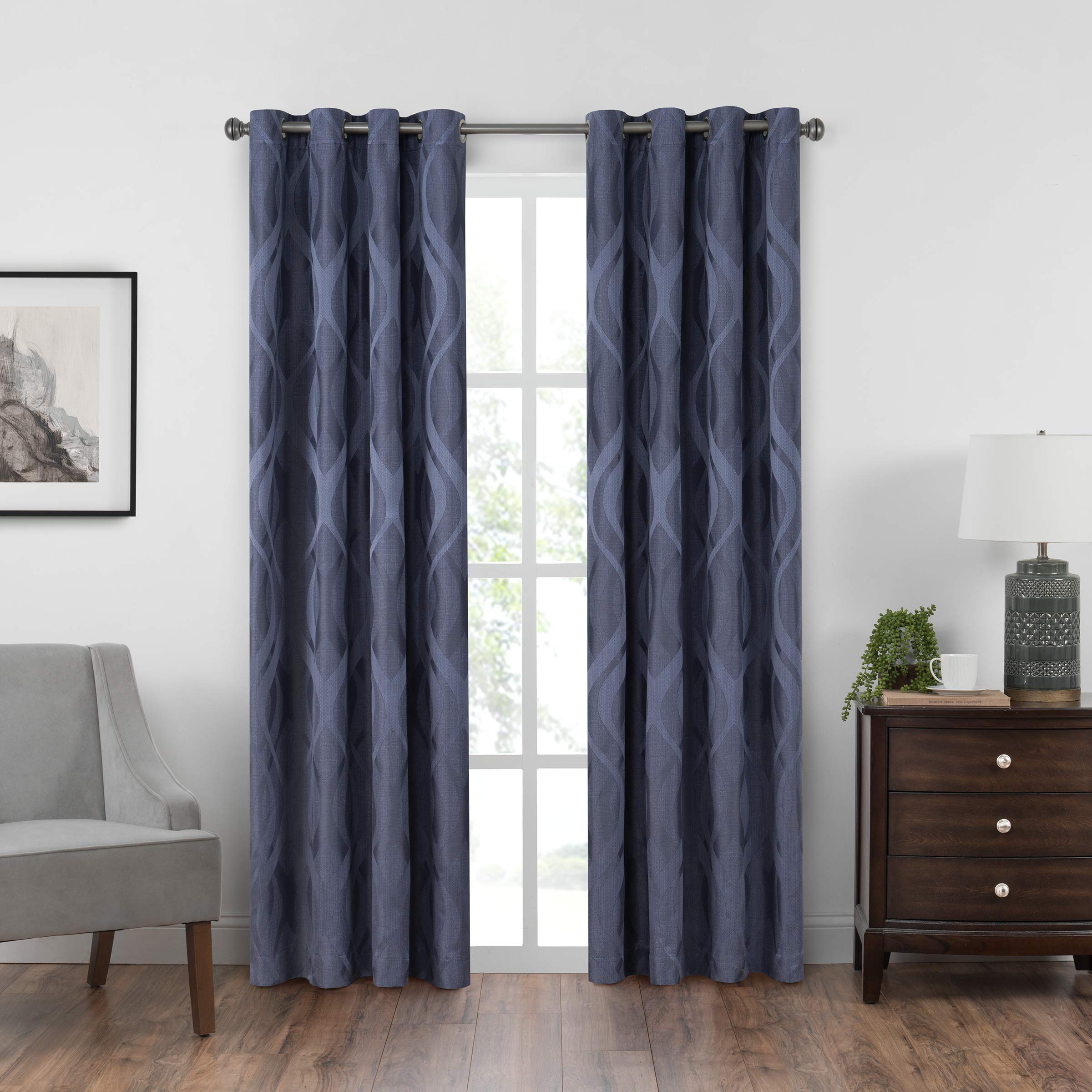 Eclipse Caprese Grommet Top Curtains for Bedroom, Single Panel, 52 in x 108 in, Indigo