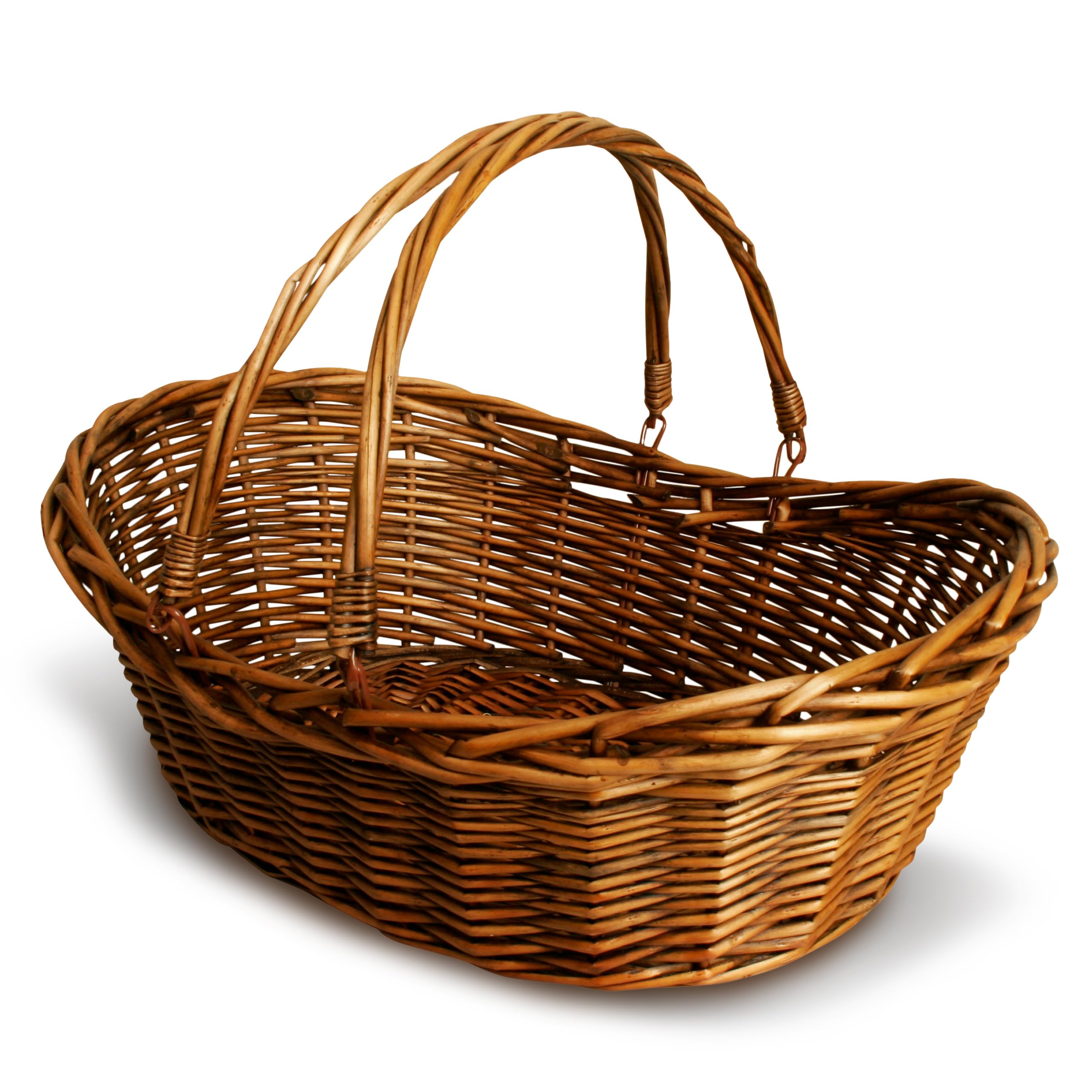 Wald Imports - Large Dark Brown Hand Woven Wicker Basket For Storage With Handles - Woven Basket - Wicker Baskets For Picnics, E