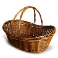 Wald Imports - Small Wicker Basket With Handle - Dark Brown Hand Woven Harvest Basket - Wicker Flower Basket For Storage, Picnic