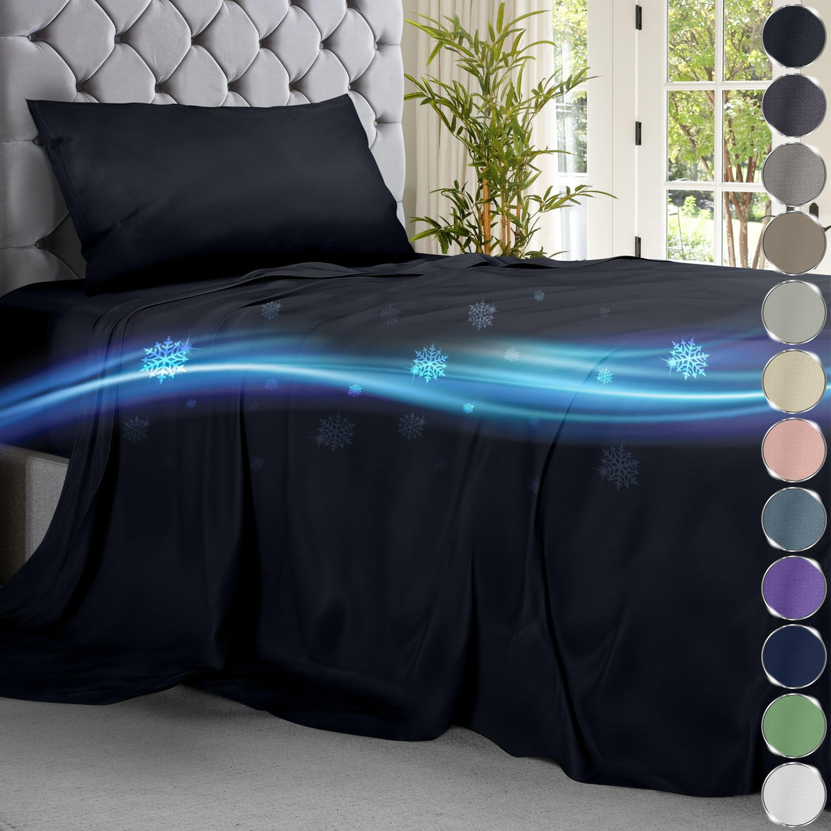 Decolure Cooling Bed Sheets Twin Set 3Pcs - Luxurious & Ultra-Soft Twin Size Cooling Sheets For Hot Sleepers - Comfortable Bambo