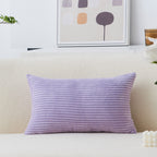 Home Brilliant Rectangle Pillow Cover Purple Throw Pillows Solid Striped Velvet Lumber Decorative Pillowcase For Living Room, La