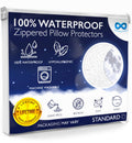 Waterproof Pillow Protector Queen (2-Pack) - Zippered, Hypoallergenic, Dust Mite & Bed Bug Proof, Allergy Pillow Covers
