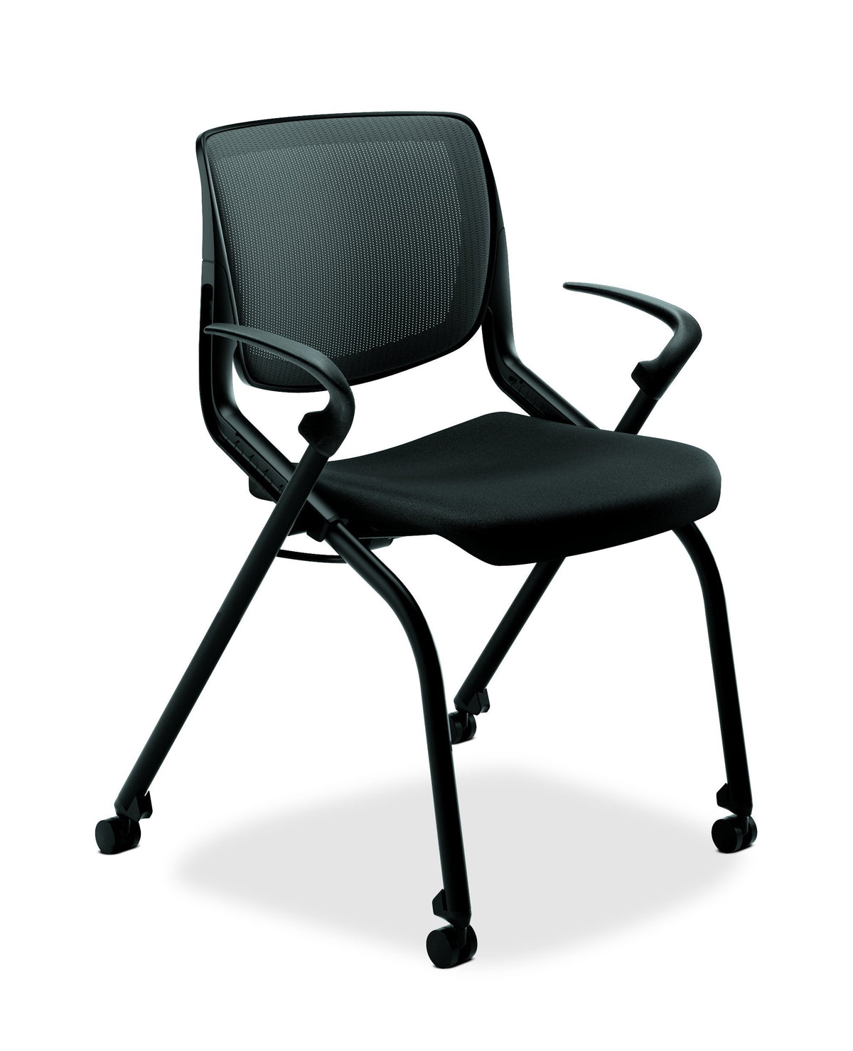 The HON Company HON Motivate Guest Fixed Arms, Nesting Stacking Chair, (HMN2) Office Chiar, Onyx Shell, Centurion Black