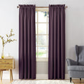 Sun Zero Barrow Energy Saving Rod Pocket Window Curtains, 54 x 95, Plum Purple, Set of 2